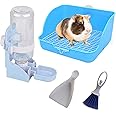 Rabbit Litter Box Small Animal Toilet Bunny Water Bottle 17oz Hanging Water Fountain Automatic Dispenser Square Cage Bedding 