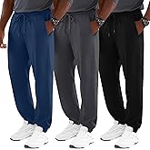 Velvelhall 3 Pack Men's Big and Tall Joggers Lounge Sweatpants Athletic Gym Pants with Pockets Workout Drawstring Jogger Pant