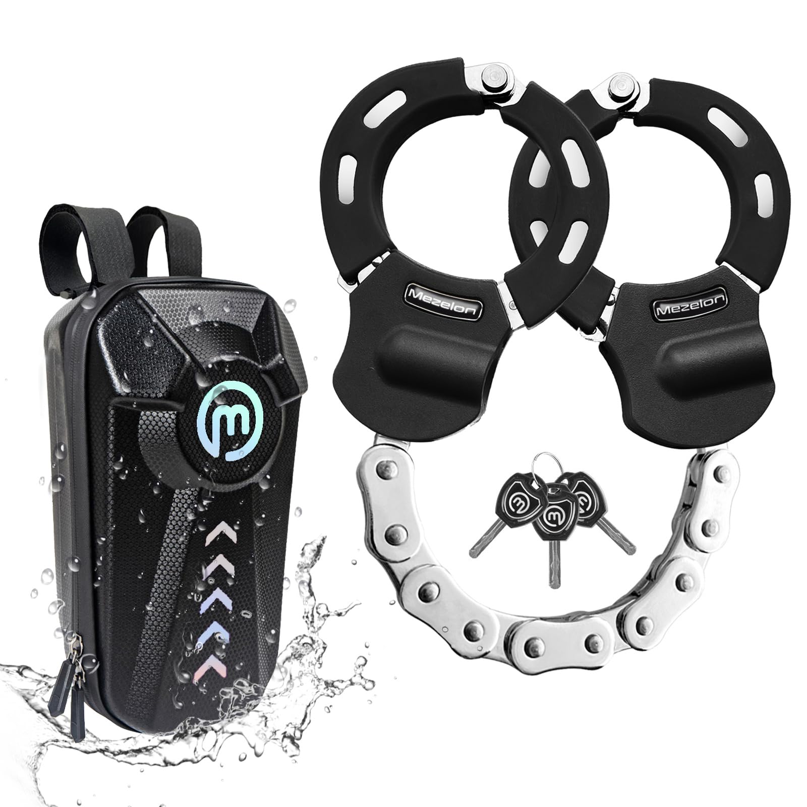 Mezelon Anti Theft Lock for Electric Scooters, Bikes, Motorbikes, Handcuff Locks with Waterproof Storage Bag, Hardened Laminated Steel Lock for E Scooters, E Bikes, Motorbikes