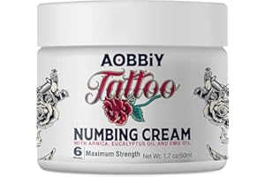 Tattoo Numbing Cream: Numbing Cream for Tattoos Extra Strength - Maximum Strength - 6 Hours, 1.7oz / 50ml (White)