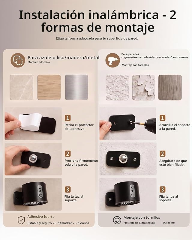 Pack de 2 Lámparas de Pared LED RGB Recargable AURI WL01 — foto 4 de 8