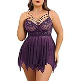 Avidlove Babydoll Lingerie for Women Strappy Nightdress Sexy Nightgowns Bridal Chemise Plus Size Lace Langeray L-4XL