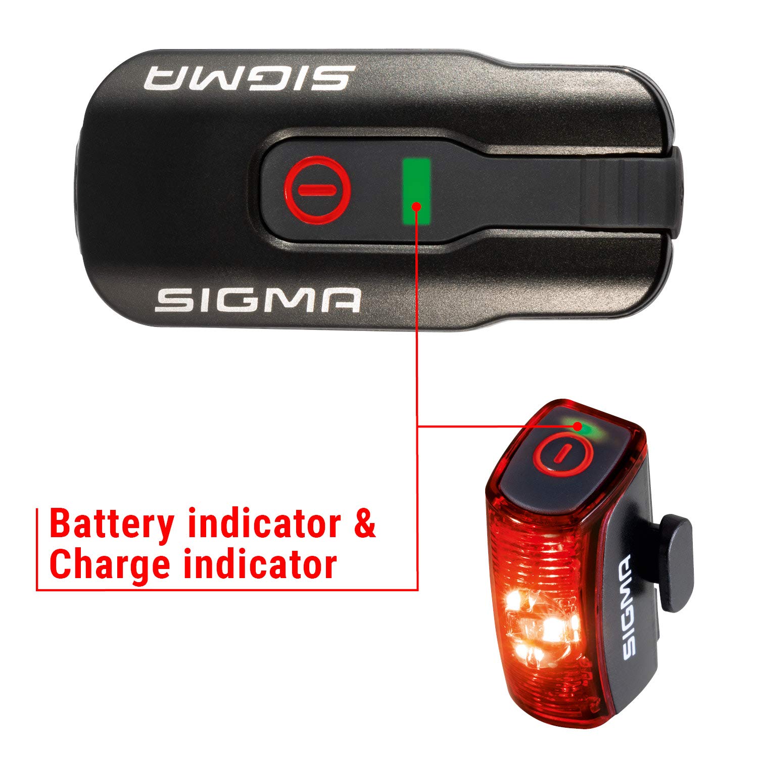 Sigma LED Fahrradlicht Set Aura 60 und Infinity | StVZO zugelassenes, akkubetriebenes Vorderlicht und Rücklicht | spritzwassergeschütztes Fahrradbeleuchtungsset 3