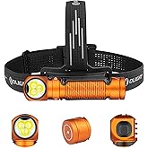 OLIGHT Perun 3 Rechargeable Headlamp Flashlight, 3000 Lumens LED Headlight with Red Light, Waterproof Head Lamp with Headband for Outdoor Camping, Hiking, Working(Orange)