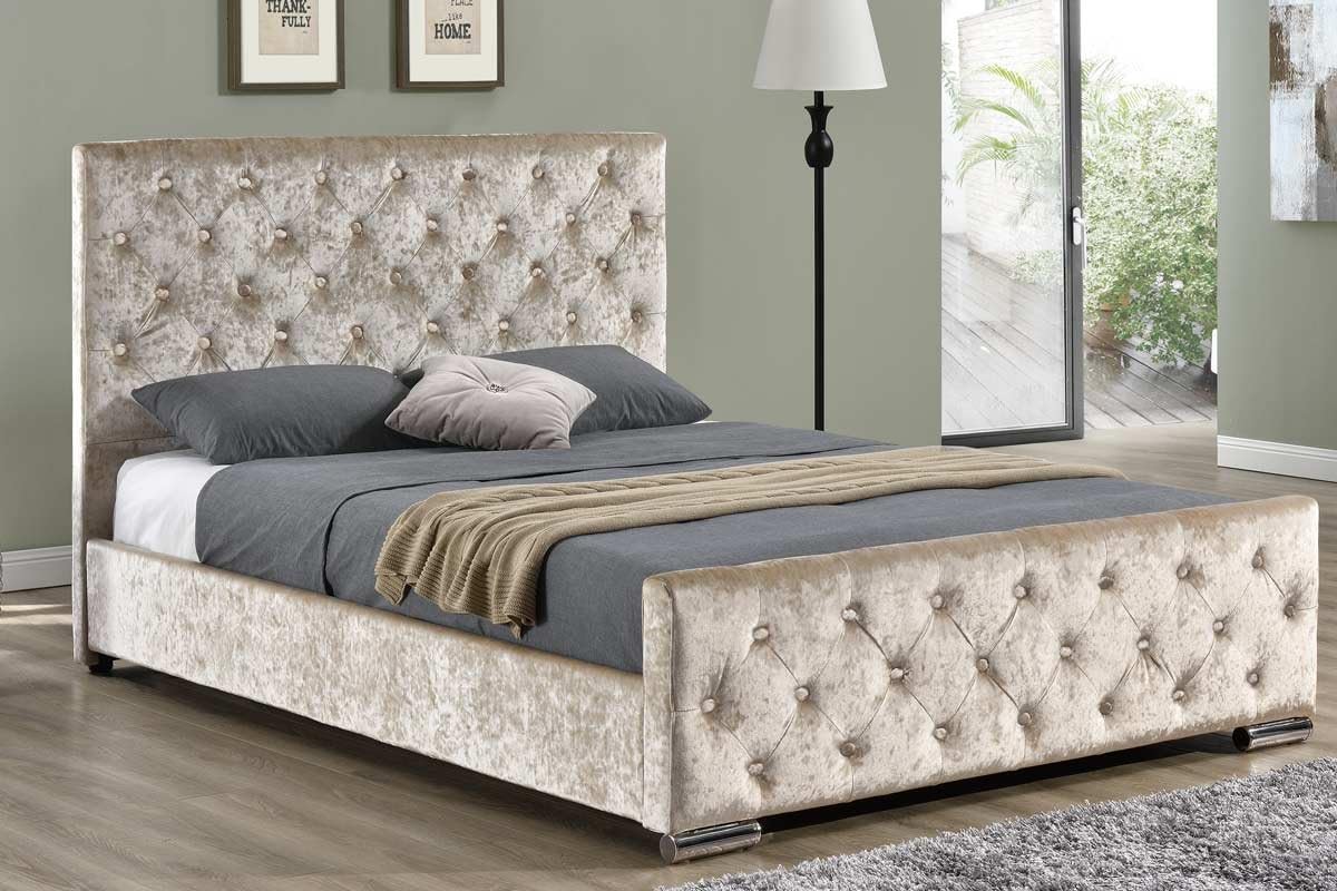 Buckingham Luxury Upholstered Bed Frame Champagne Gold or Silver