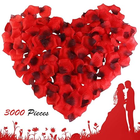 Isimsus Pétales De Rose 3000pcs Artificiel Des Soie Rouge Roses Petale De Fleur Pur Marriage Cérémonie Décoration Fête Mariage La Saint Valentin
