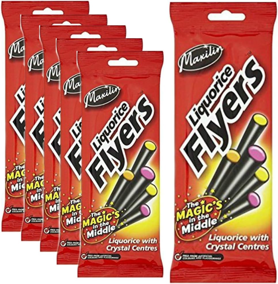 Maxilin Liquorice Flyers, Tubes with Assorted Crystal Centers 90 g