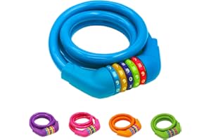 IDEALUX Bike Locks Cable - 4 Feet Resettable Cable Lock - Self Coiling 5 Digit Combination Bicycle Lock (Blue) …