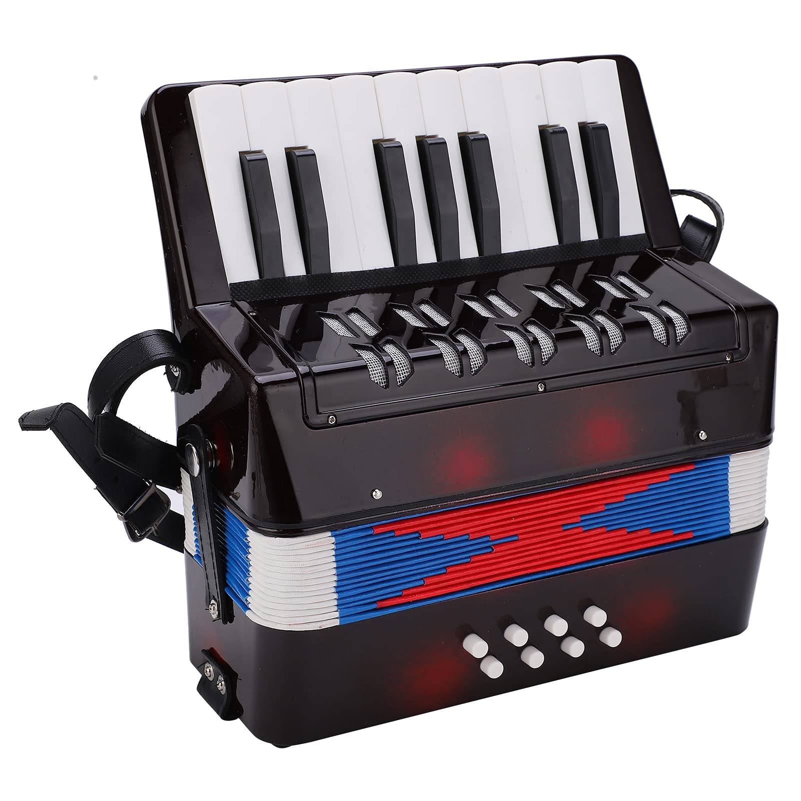 Photo 1 of Mini Accordion 17 Key Piano Accordion 8 Bass with Straps Beginner Educational Musical Instrument Developmet Hand Keyboard Rhythm Training Instrument for Beginner