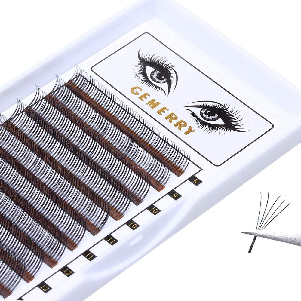 5D Gap Volume Lash Extensions GEMERRY D Curl 0.07 Easy Fanning Mixed 8-14mm Rapid Blooming Silk Individual Russian Volume Lashes (5D-D-0.07-Mix)