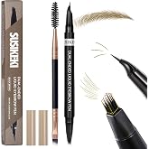 Dual-Ended Microblading Eyebrow Pencil for Women, 01 Light Brown Set | Liquid Eyebrow Pencil Curved Tip and 4D Brow-Fection Microblading Pen, Makeup Eyebrows with Dual-Ended Brow Brush &amp; Spoolie
