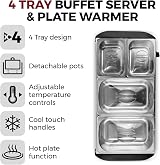 Tower T16151 Buffet Server Stainless Steel 4 Tray, 70-120C Adjustable view 2