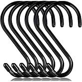 DINGEE 6 Inch Heavy Duty S Hooks, Large S Hook for Hanging Plants, Vinyl Coated S Hook 6 Pack Sturdy Non Slip Black S Hooks for Hanging Closet,Bird Feeders,Kitchen,Large Object,Garden Tools