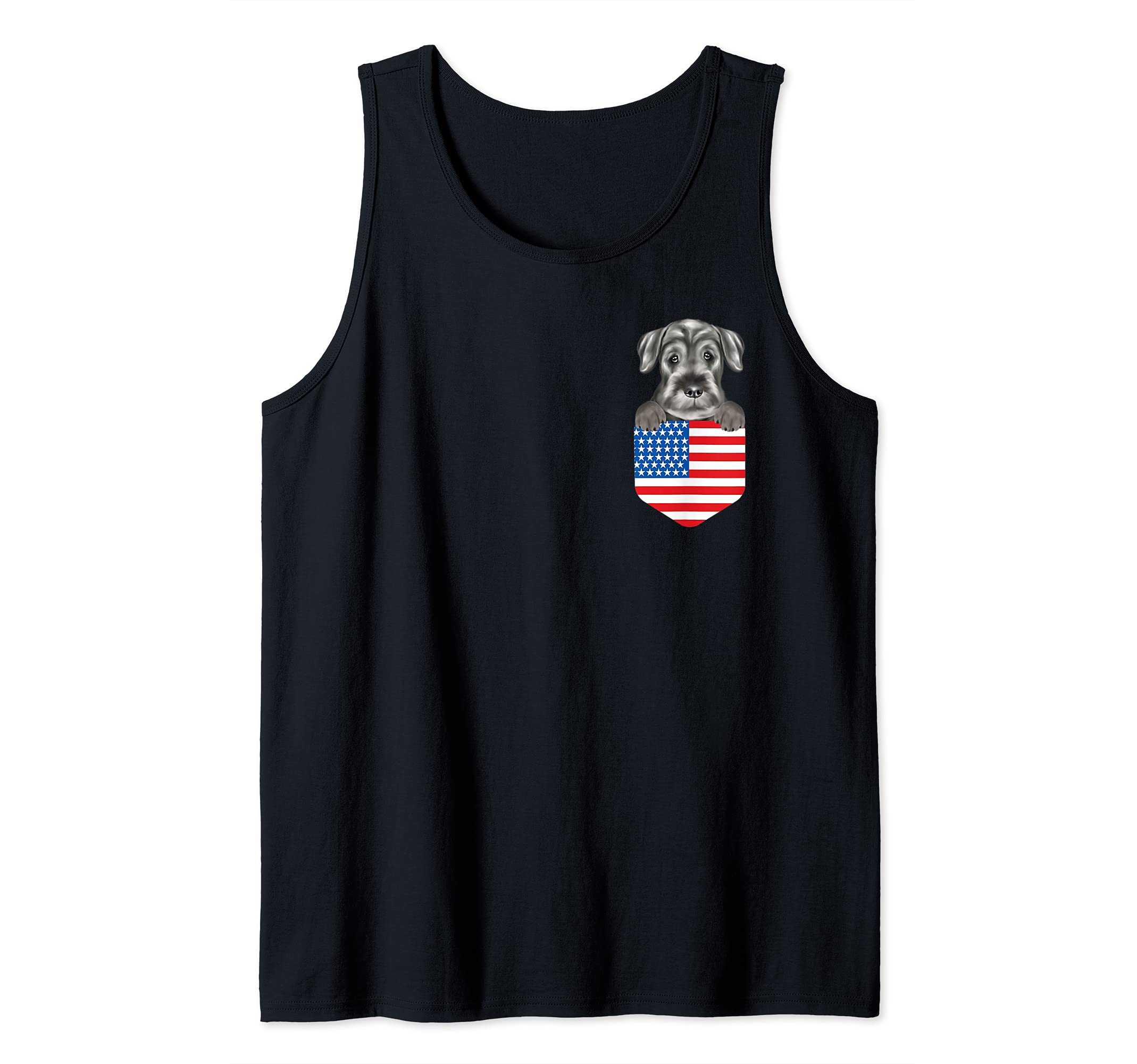 America Flag Standard Schnauzer Dog In Pocket Tank Top