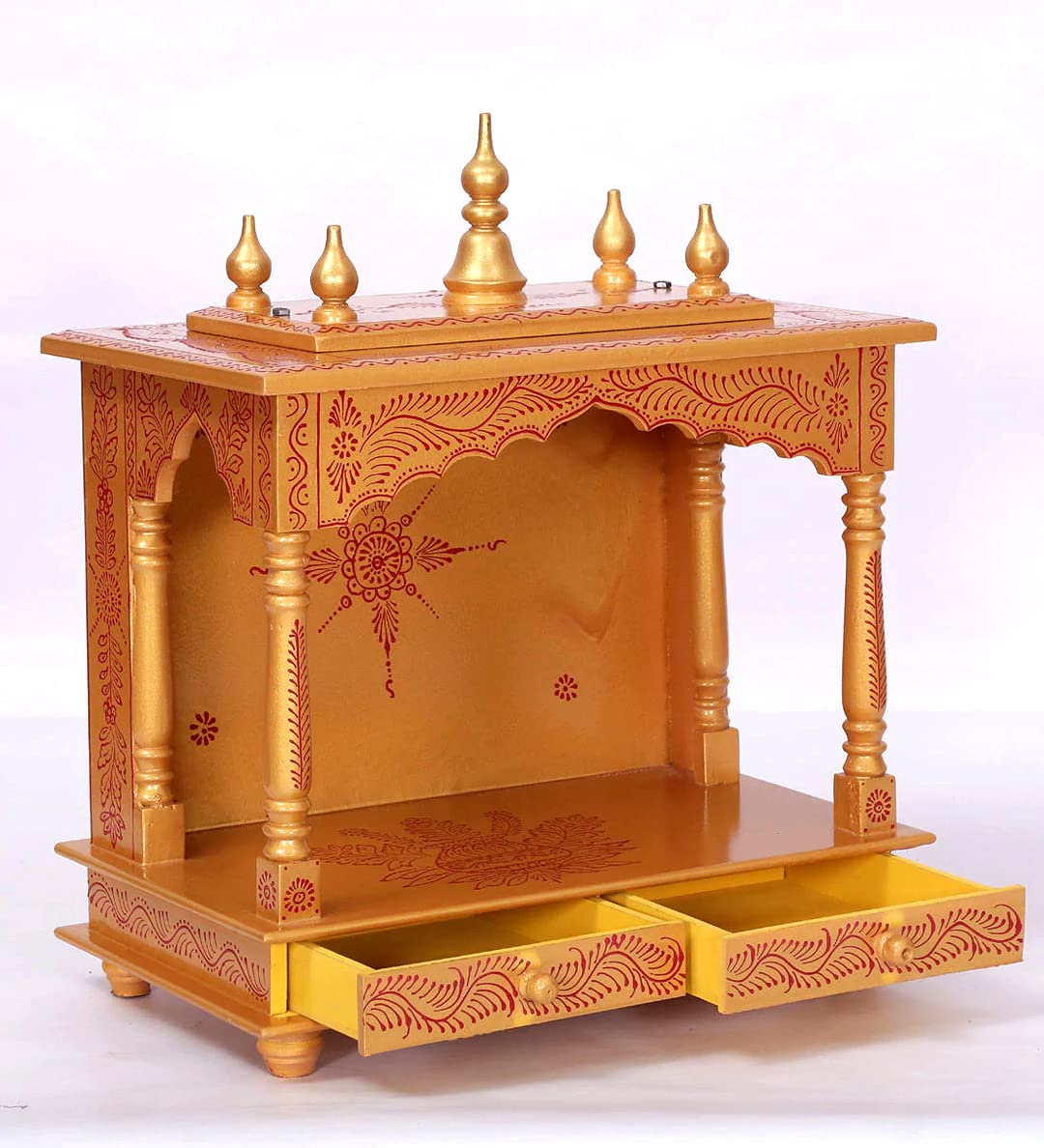 Home and Bazaar Rajasthani Ethnic Handcrafted Wooden Temple/Mandir