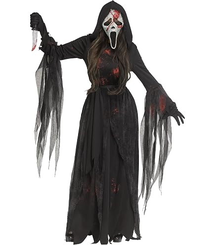 Amazon.com: Fun World Womens' Ghost Face Deluxe Bling Dress Costume, Small  : Clothing, Shoes & Jewelry