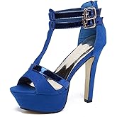 GATUXUS Open Toe Women Platform High Heel Shoes Strappy Pump for Party Prom