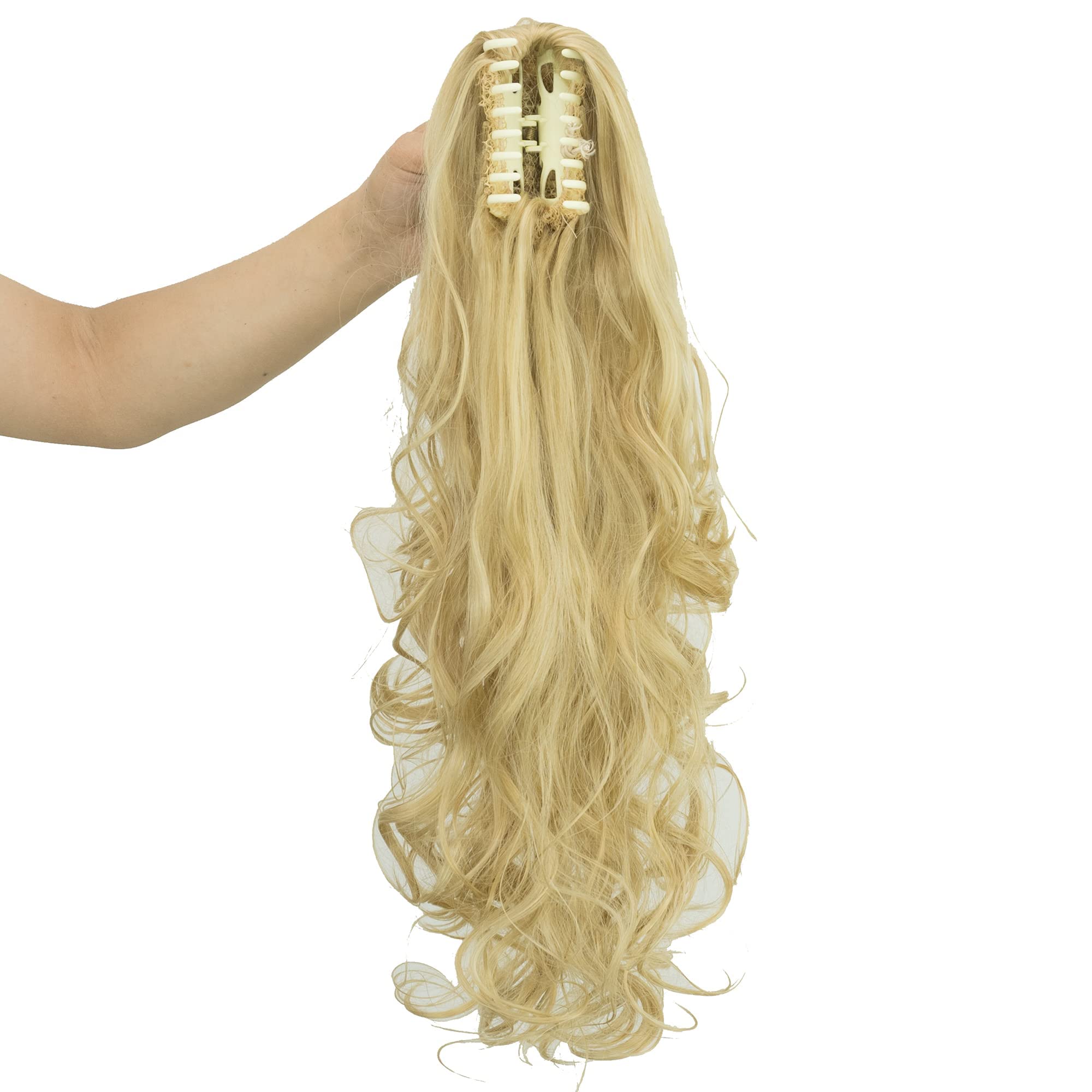IMISSU Thick Mess Curly Jaw Claw Ponytail Hair Pieces Extensions Pony Tail Clip in Hairpiece 24 Inches (Honey Blonde)