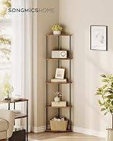 SONGMICS HOME 5-Tier Corner Shelf Rustic Brown LBC610K01 Toolless Assembly view 3