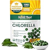Sunlit Best USDA Organic Premium Chlorella Tablets 1000 Count | 100% Pure Chlorella Superfood Supplement High in Protein, Chlorophyll, Vitamins, & Minerals | Supports Good Health, Wellbeing