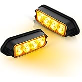 AMEXMART 2-Pack Amber Strobe Lights Grille Lamp Surface Mount Flashing Lights LED Emergency Warning Lights Compatible for Trucks Vehicles Motorcycle Drone Aircraft Bike, Amber