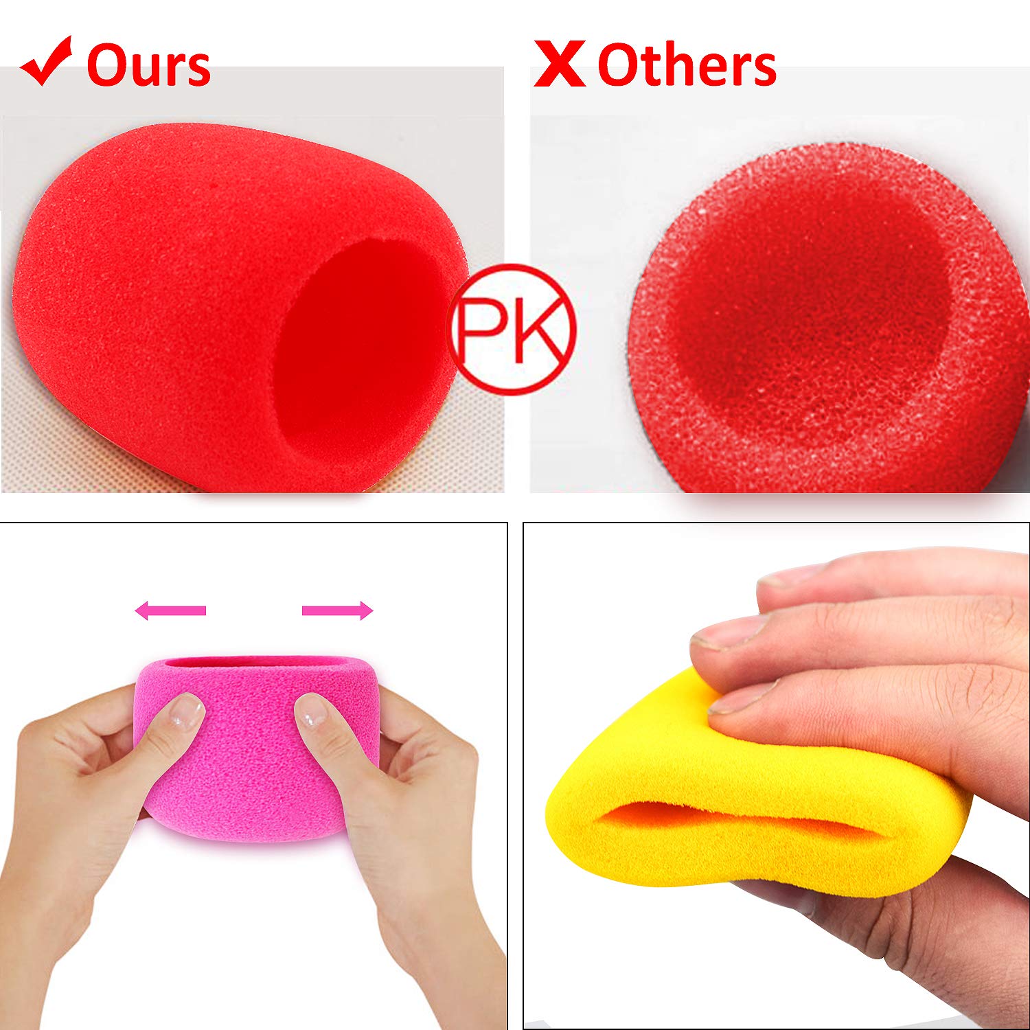 Augshy Microphone Covers Foam,20 Pack Thick Handheld Stage Microphone Windscreen Microphone Cover Foam Karaoke DJ Microphone Covers Disposable(10 Color)