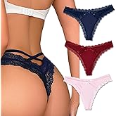 Avidlove Womens Underwear Sexy Thongs Floral Lace Bikini Panties Criss Cross Back Splice Tangas 1-3 Packs