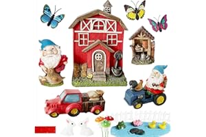 BangBangDa Miniature Fairy Garden Accessories - Garden Gnome Figurines House Set of 22PCS - Outdoor Resin Mini Gnomes Statue for Plant Pots Decor, Women Gardening Lover Birthday Gift