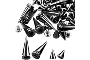 Anvin 110 Pieces Multi Size Cone Spikes Screwback Studs Metal Rivets Cool Punk Spikes Large Small Spikes with Screw Bases for Leather DIY Craft Projects Clothing Decor(9.5mm x 7mm /10x26 mm, Black)