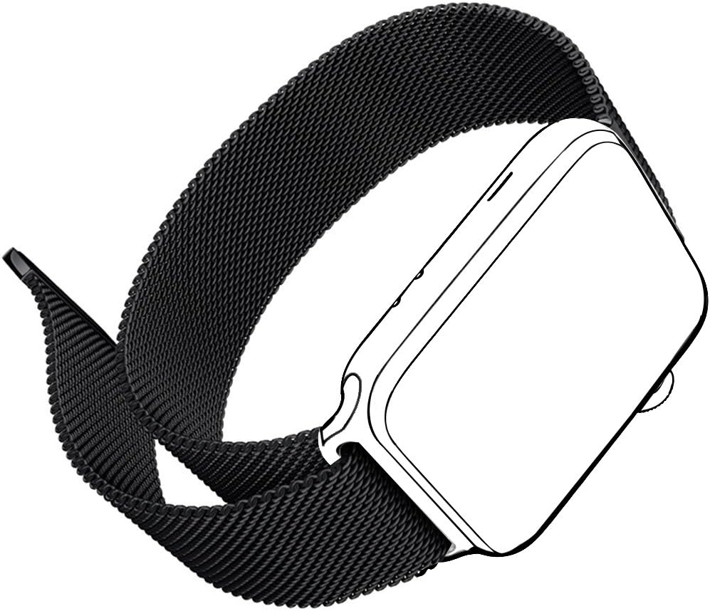 FARSIC Wrist Band for 42mm - Magnet Lock, No Buckle Needed, Soft, Smooth - Stainless Steel Link Bracelet Strap Replacement Wrist Band - Black