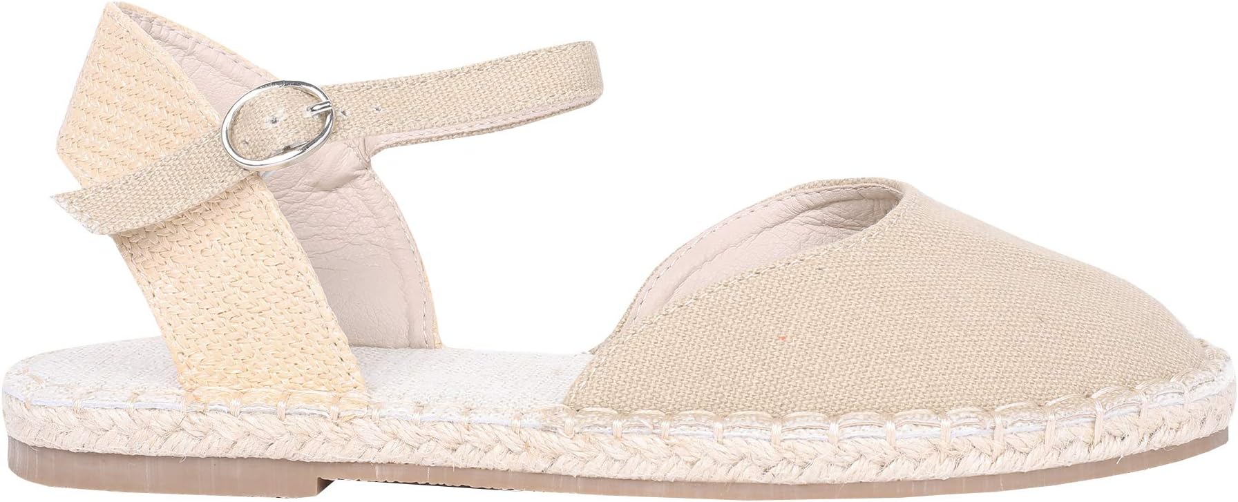 Huiyuzhi Womens Ankle Strap Flat Espadrille Sandals Cap Toe Summer Dress Sandal Comfy Walking Shoes