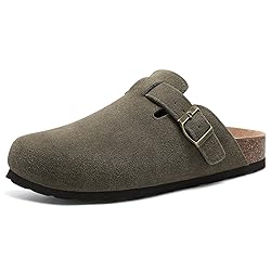 ODOLY Genuine Suede Clogs for Women Men Soft Cork