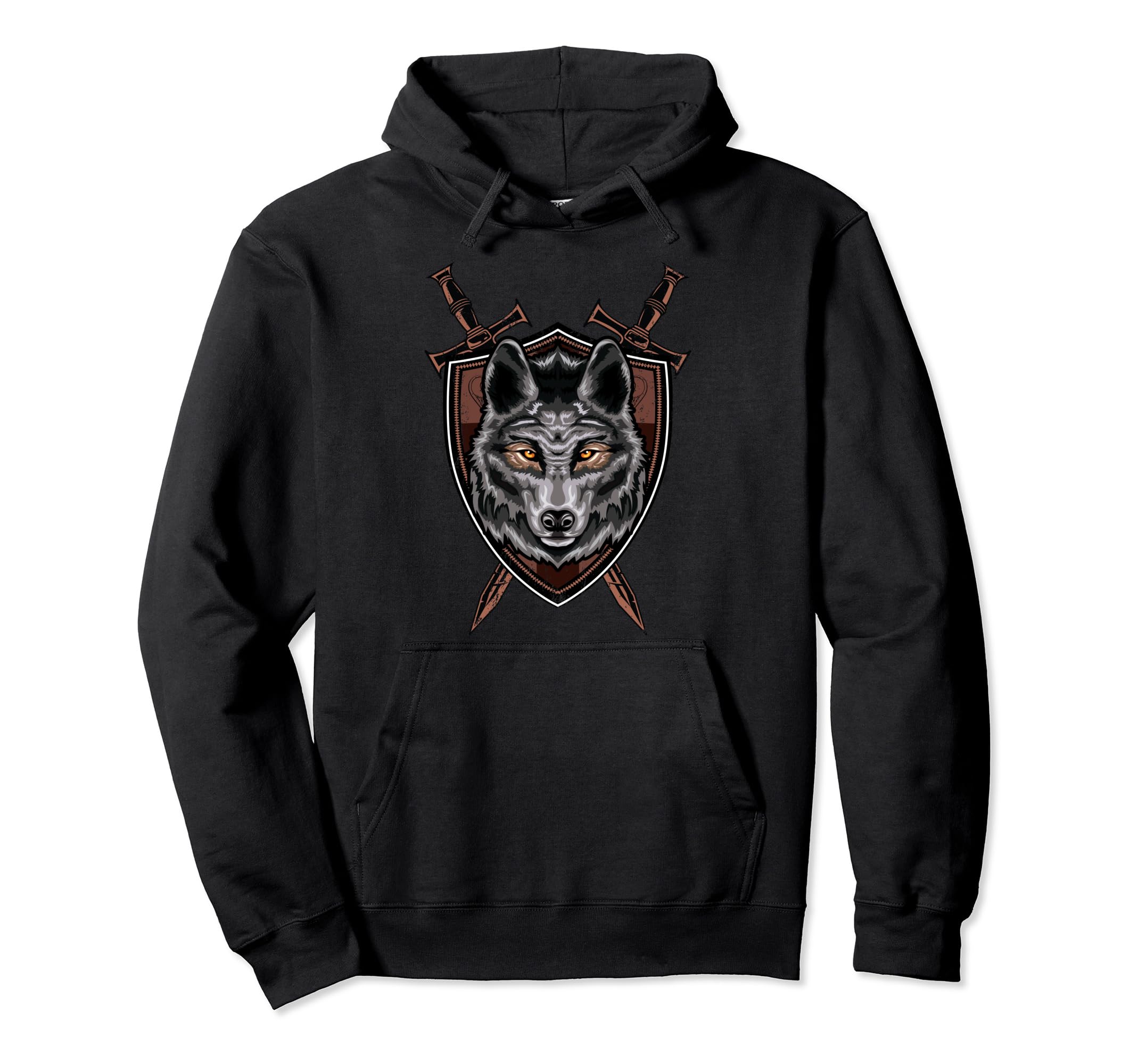 Wolf Sword Shield Renaissance Medieval Knight House Sigil Pullover Hoodie