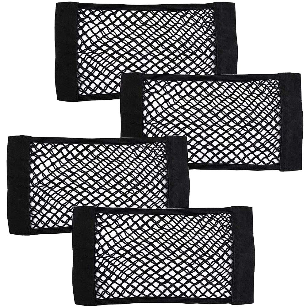 CHEPL Car Trunk Storage Net 4 Pack Black Storage Network Mesh Bag for Mobile Phone Purse Keys Small Things