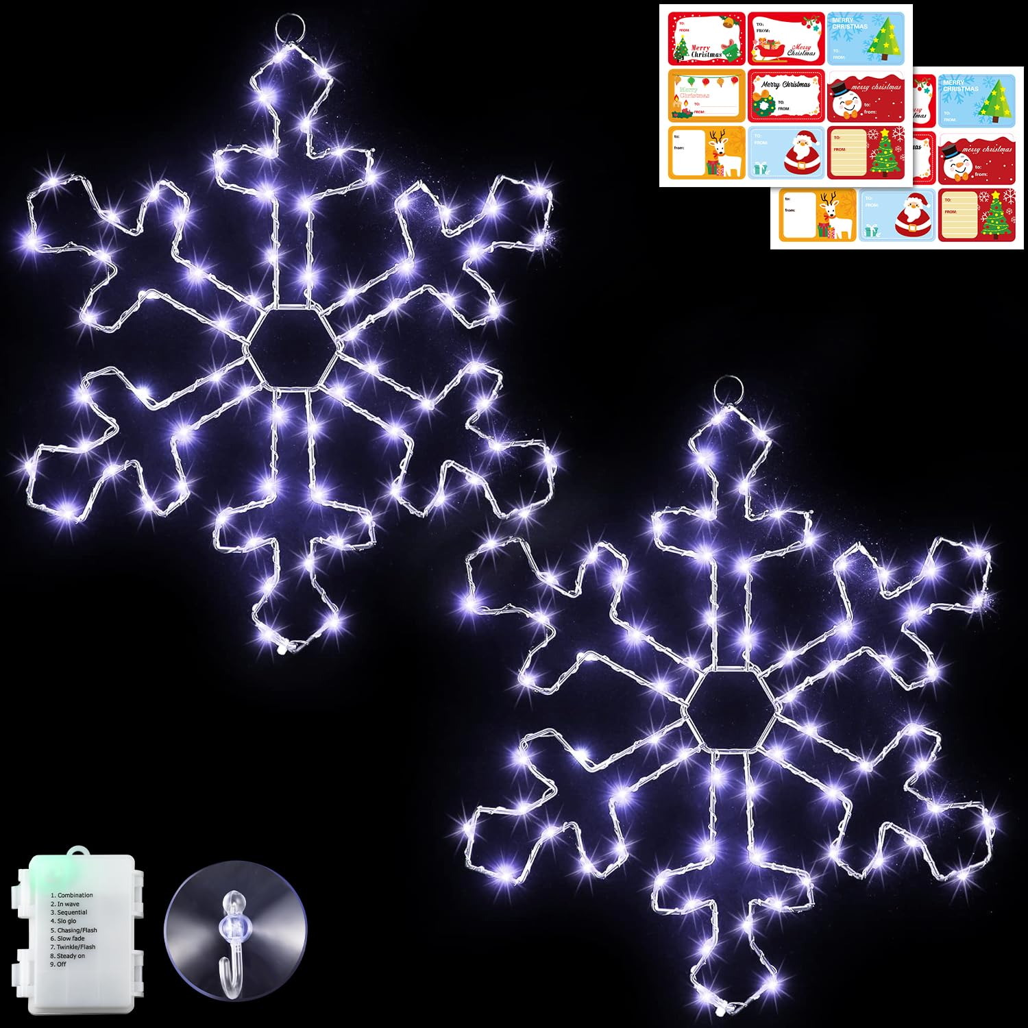 Hiboom 2 Pack Christmas Window Silhouette Lights, 70 LEDs Snowflake