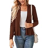 GRACE KARIN Women's Lightweight Draped Open Front Cropped Cardigan Long Sleeve Sweaters Peplum Knit Tops