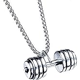 ASkinds Barbell Pendant Necklace Dumbbell Chain Necklace Fitness Gym Weight Lifting Necklace Jewelry Gift for Men Women