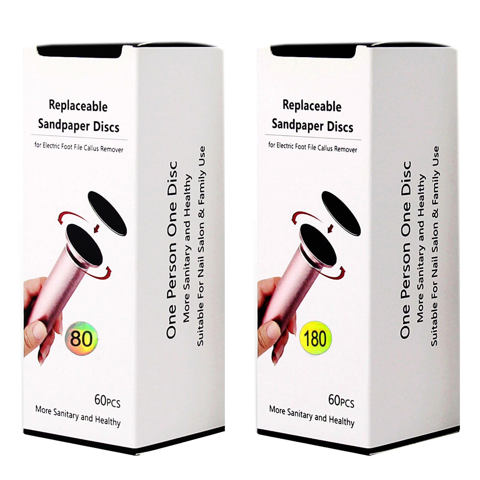 120pcs Foot File Replacement Pads Sandpaper Discs for Electric Hard Skin Callus Remover, Coarse 80 Grit+Fine180 Grit