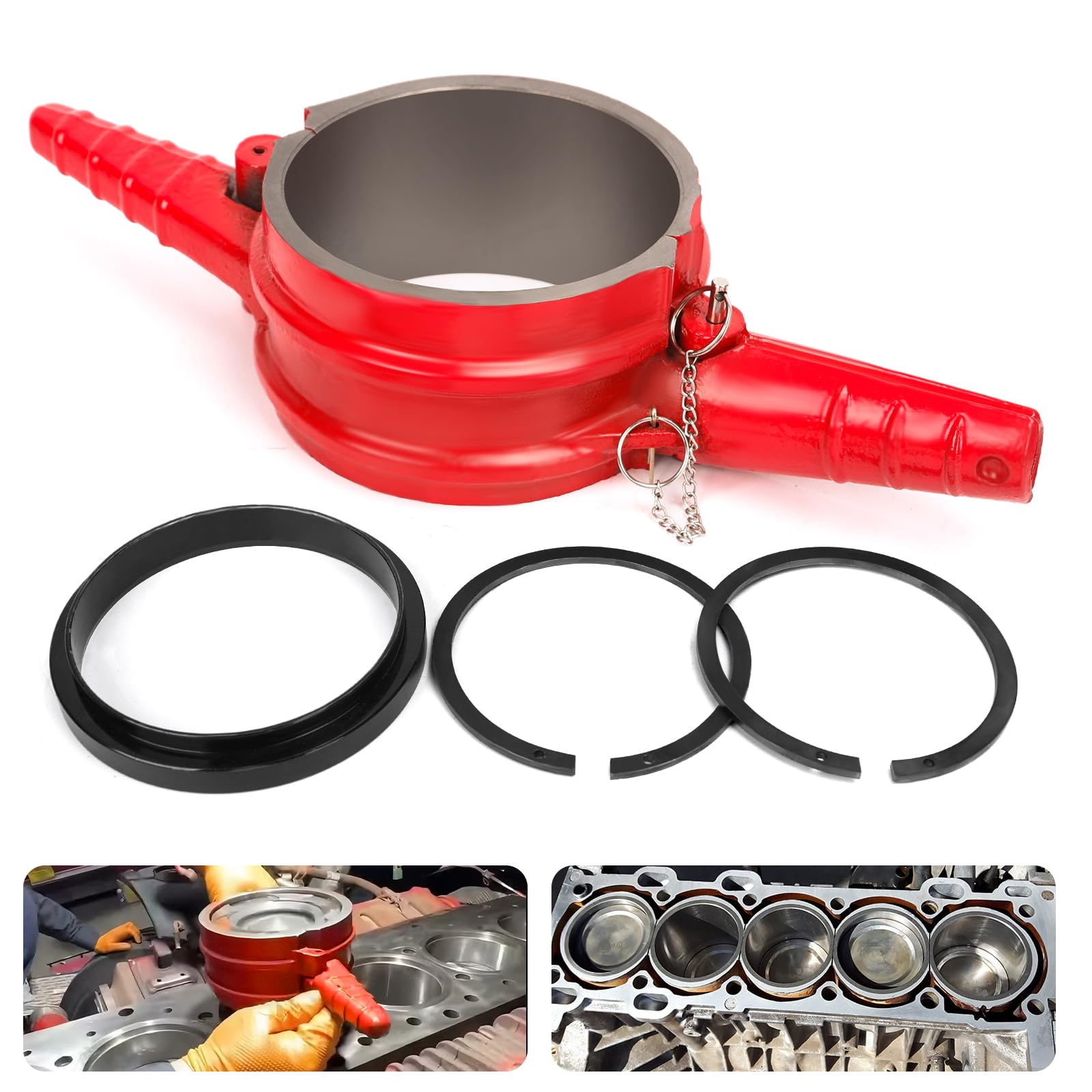Photo 1 of 7040 Piston Ring Compressor Tool, 7040 Piston Ring Compatible with Cummins ISX/QSX, Caterpillar 3400, 3406, 3408, 3412 & C15 with 5.4" Bore, Replace for PT-7040, 5394454, 5299448, 5299447, 5299339