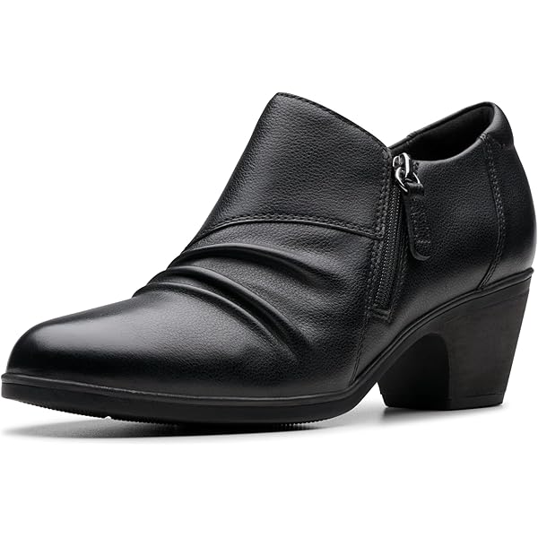 Clarks Emily2 Edyth - Décolleté Donna Con Tacco A Blocco, Pelle Nera, Comfort Estremo