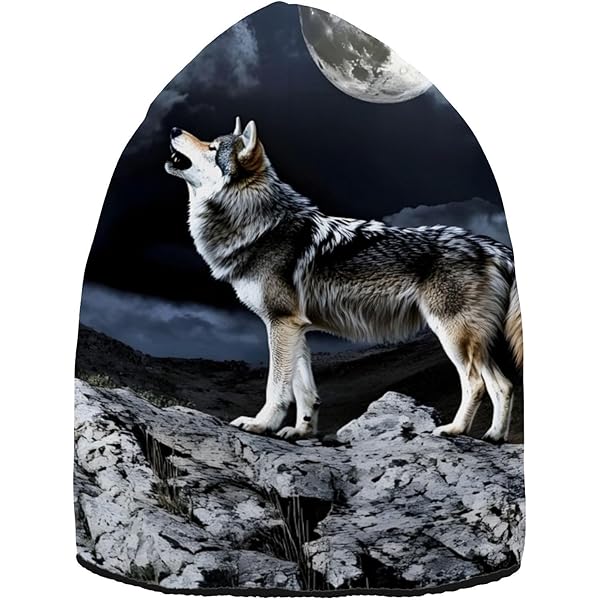 Amazon.com: ZENWAWA Grey Wolf Portrait Beanie for Unisex