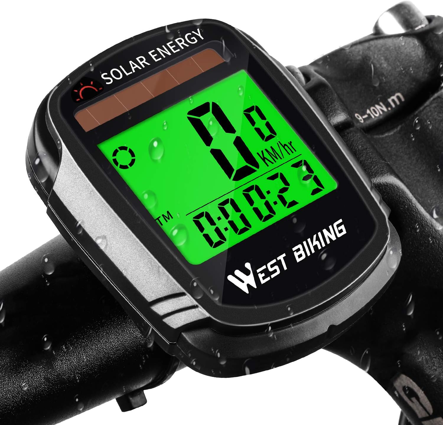 WESTGIRL Bike Computer Solar Energy, Wireless Waterproof Bicycle Speedometer Odometer, Automatic Wake-up Multifunctions Cycling Computers LCD Backlight, Cycling Accessories