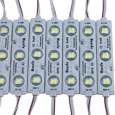 REXTiN 12V LED Module with Lens: Waterproof 66-72LM Per Module 200pcs | Super Bright 3 LED Module 5050 SMD Decorative Light for Letter Sign Advertising Signs with Tape Adhesive Backside (White)