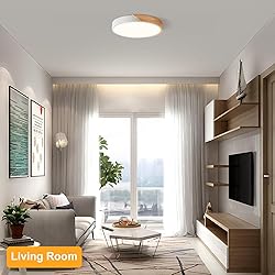 Vikaey Modern LED Ceiling Light, Minimalist Wood