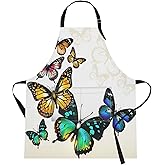 Britimes Watercolor Butterfly Animal Blossom Apron Home Kitchen Cooking Baking Gardening for Women Men with Pockets 32x28 inch
