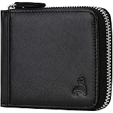 CALFART Slim Zipper Wallets For Men RFID Leather Mens Bifold Creidt Card Holder Zip Around Wallet With Coin Pocket