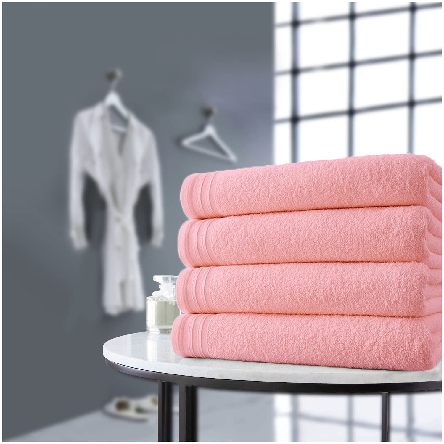 Gaveno Cavailia Luxurious WILSFORD 100% Eyptian Cotton 500 GSM Super Soft Extra Absorbent 4Pk Bath Sheets Set [ 75x135 cm-Blush Pink