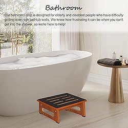 Wooden Step Stool with Non-Slip Rubber Feet