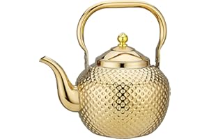 SANQIAHOME 1500ml Stainless Steel Teapot with Infuser for Induction/Gas Gold
