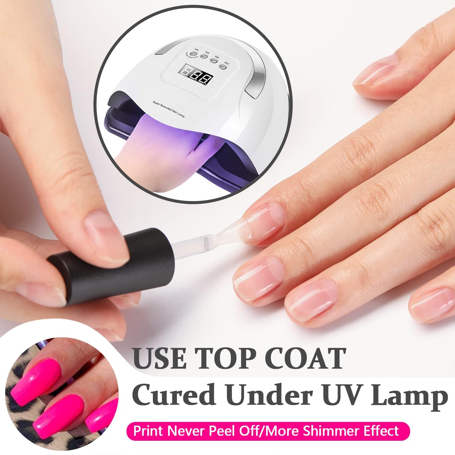 KQueenest Hot Pink Press on Nails Medium Long,Thick Glue on Nails Medium Coffin Nails Press on Fake Nails Long Nails for Women,Neon Pink Nails Stick on Nails Opaque Acrylic Square Tip Nails 24 PCS - Image 6